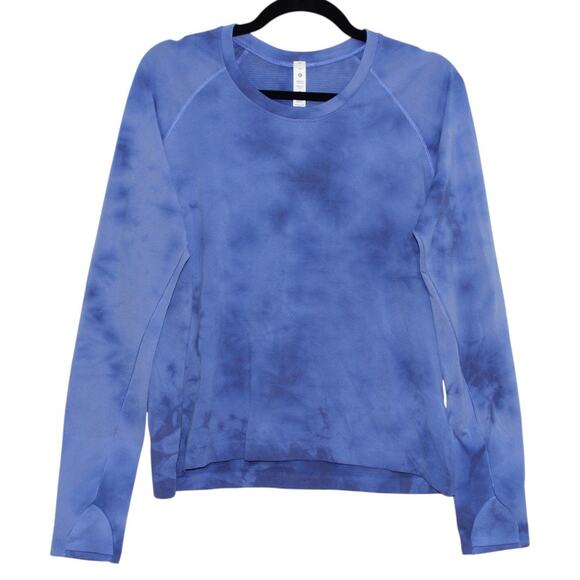 Swiftly Tech Long Sleeve 2.0 Race Length Marble Dye Blue Size 12 - Picture 2 of 7